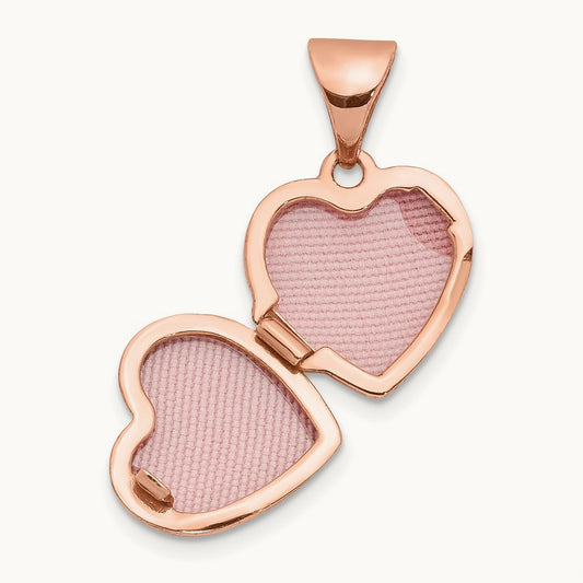 Polished Heart-Shaped Scrolled Locket, 10mm, 14K Rose Gold