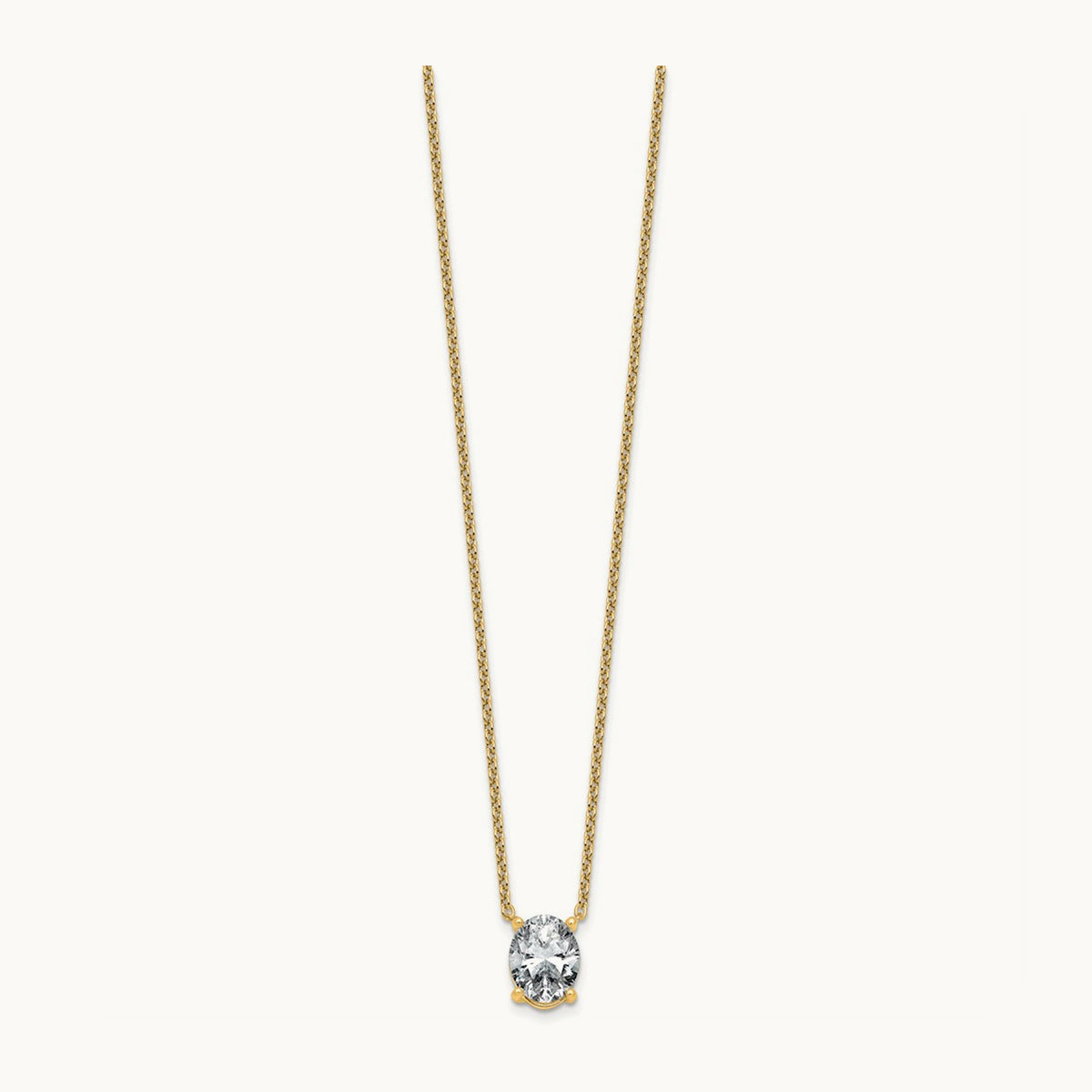 Oval Pendant Necklace, 0.25-4.00 ct tw Lab-Grown Diamond — 3 ct, 14K Yellow Gold