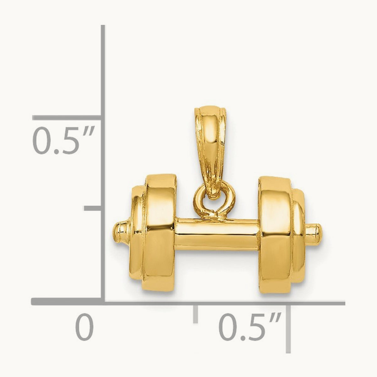 3-D Single Barbell Pendant, 14K