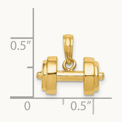 3-D Single Barbell Pendant, 14K
