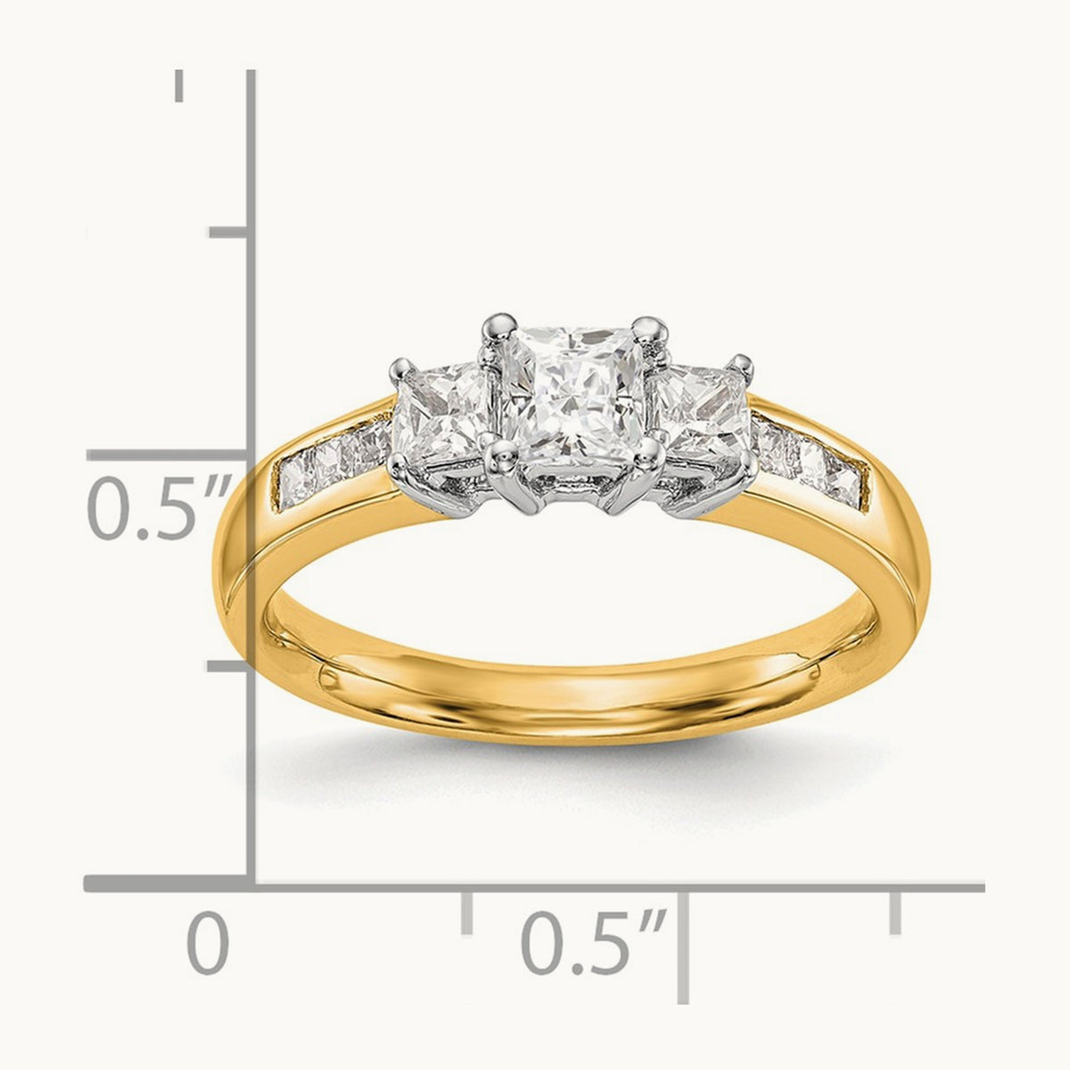 3-Stone Semi-Mount Engagement Ring, 0.10-0.25 ct tw — 1/7 ct, 14K Two-Tone