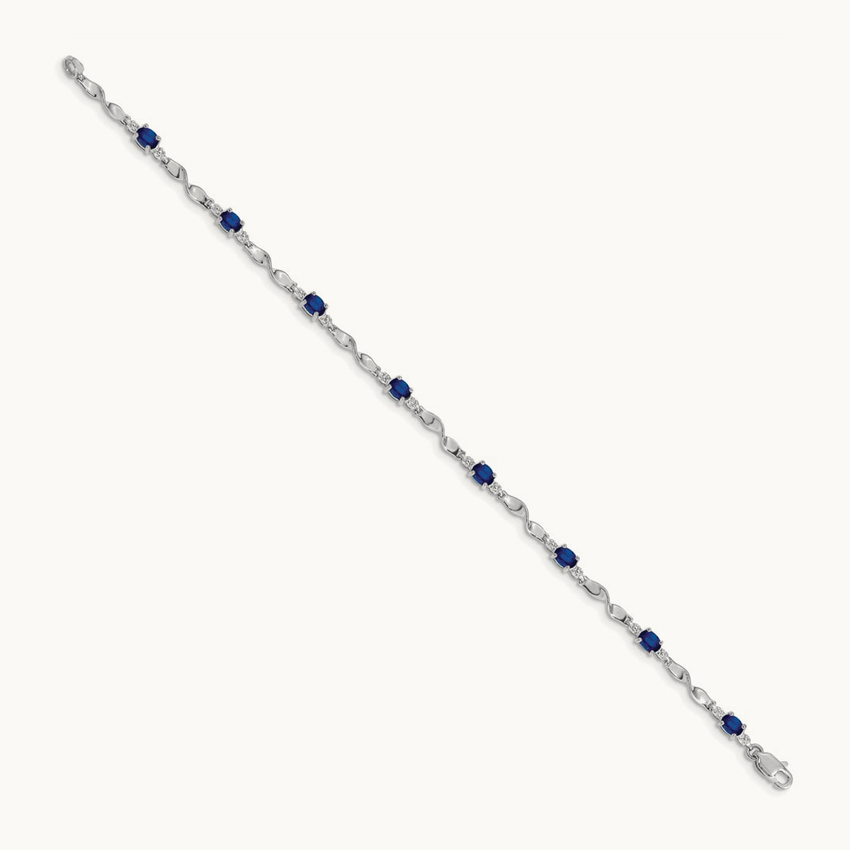 Diamond and Sapphire Bracelet, 14K White Gold