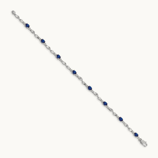 Diamond and Sapphire Bracelet, 14K White Gold