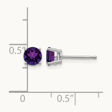 Amethyst Earrings, 5mm, 14K White Gold