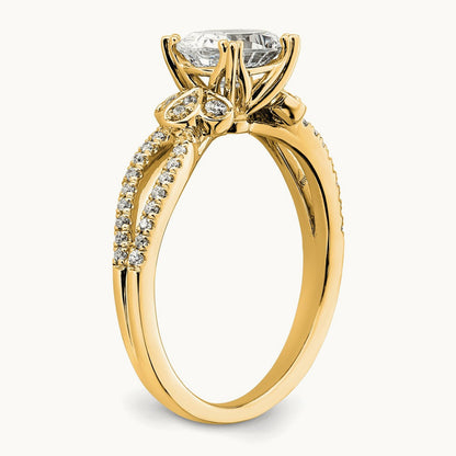 1ct Oval Split Shank Semi-Mount Eng. Dia Ring, 14K Gold