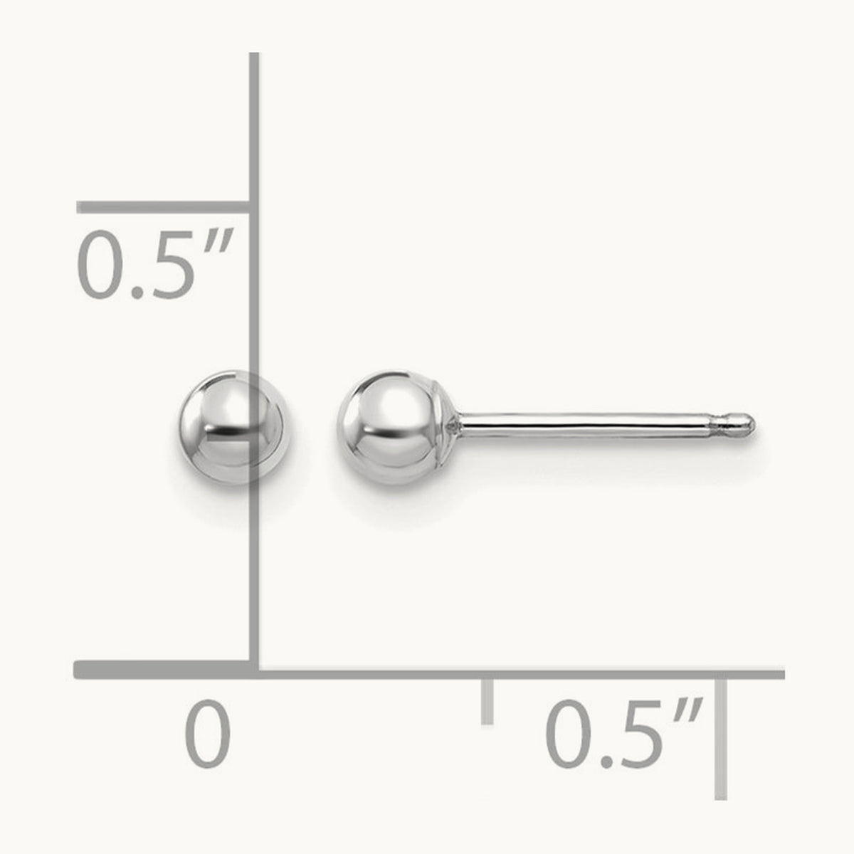 Polished Ball Post Earrings — 14K White Gold, 3mm