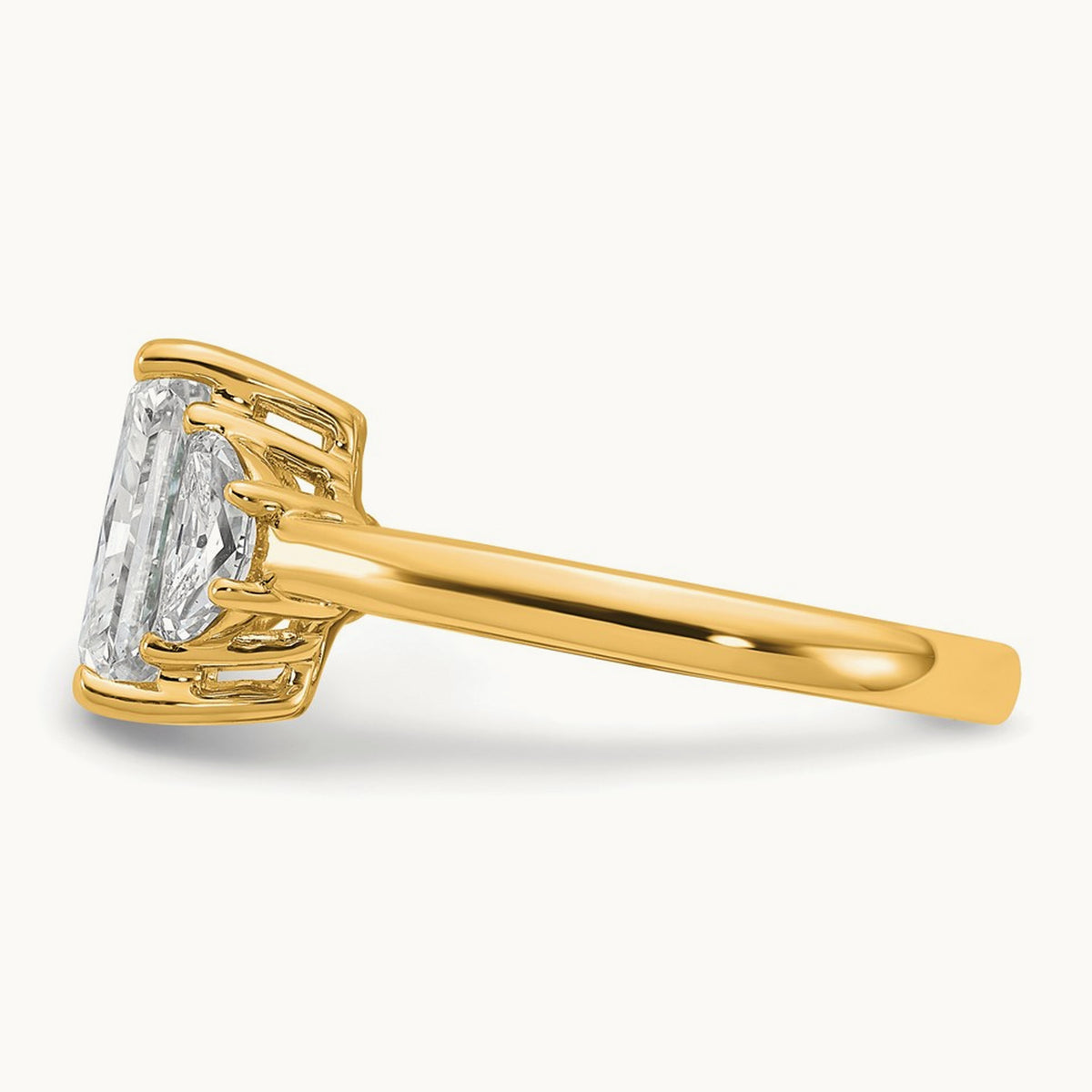 Radiant & 1/2 Moon Engagement Ring, 1.25-4.00 ct tw Lab-Grown Diamond — 3 1/8 ct, 14K Yellow Gold