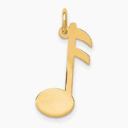 Polished Musical Note Charm — 14K Yellow Gold, 22mm