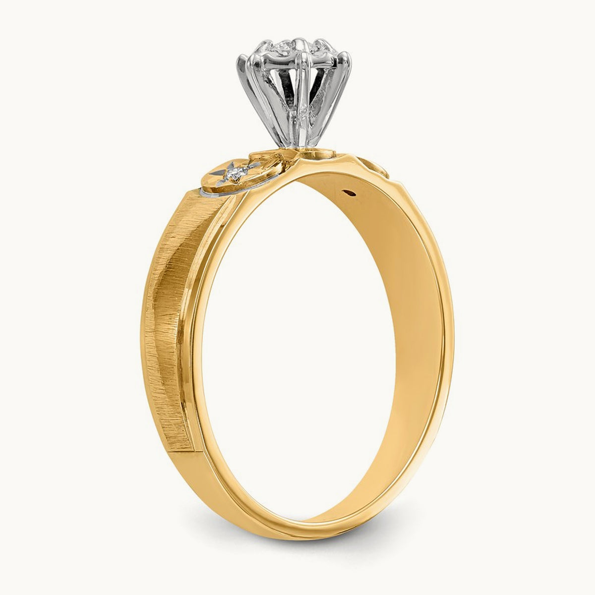 AA Quality Trio Complete Engagement Ring, 14K