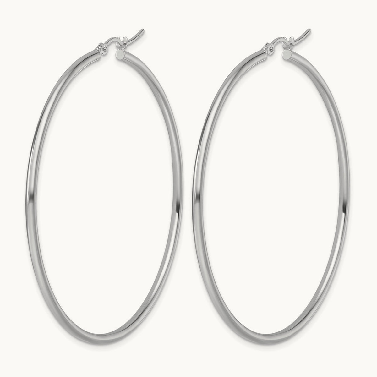 Polished Hinged Hoop Earrings — 10K White Gold