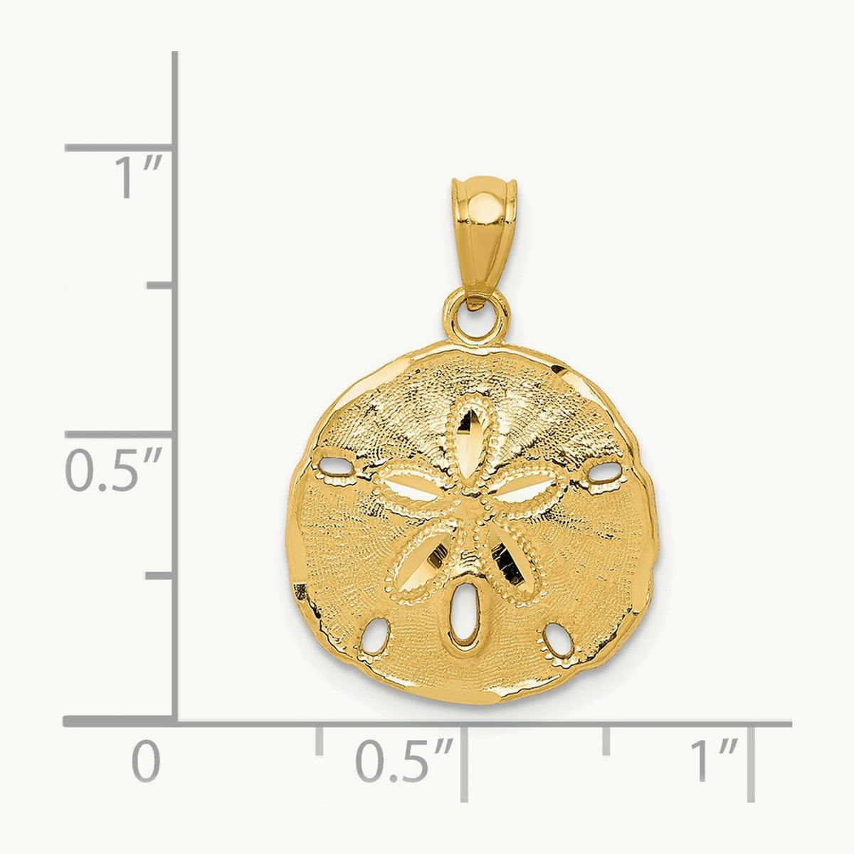 Polished Large Sand Dollar Pendant, 14K Gold