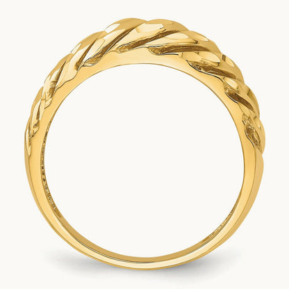Open Slash Diamond-cut Dome Ring, 14K