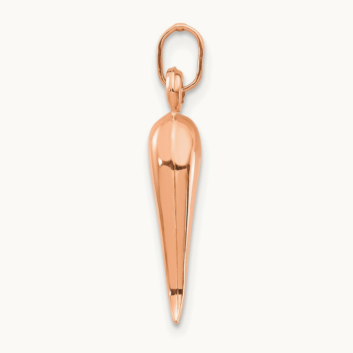 3D Italian Horn Charm — 14K Rose Gold, 25mm