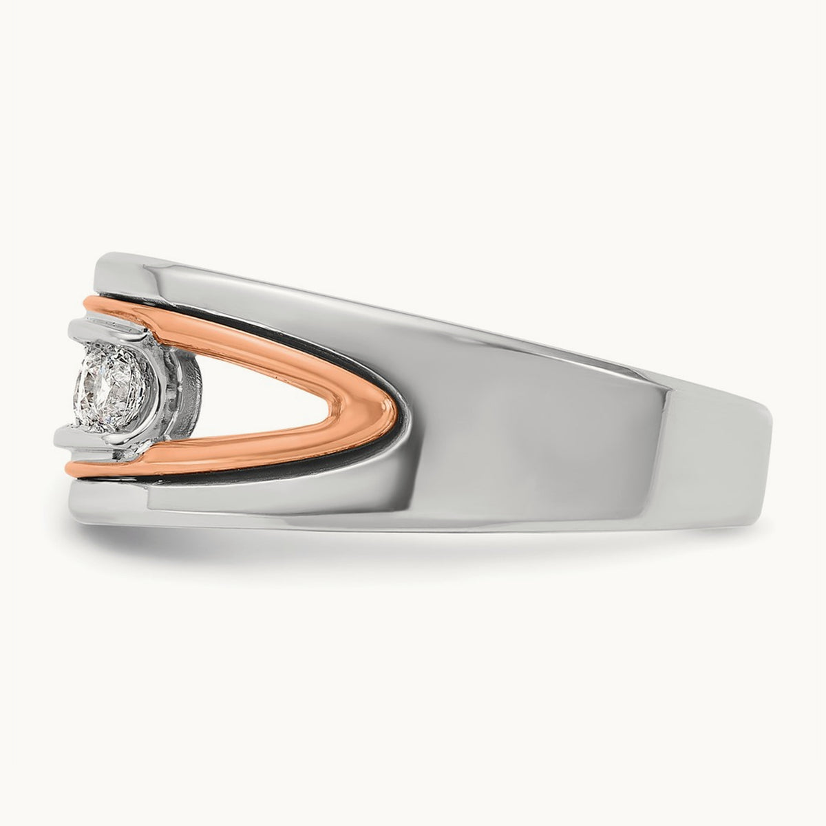 White/Rose Gold IBGoodman Men's Polished 5-Stone Diamond Ring, 14K