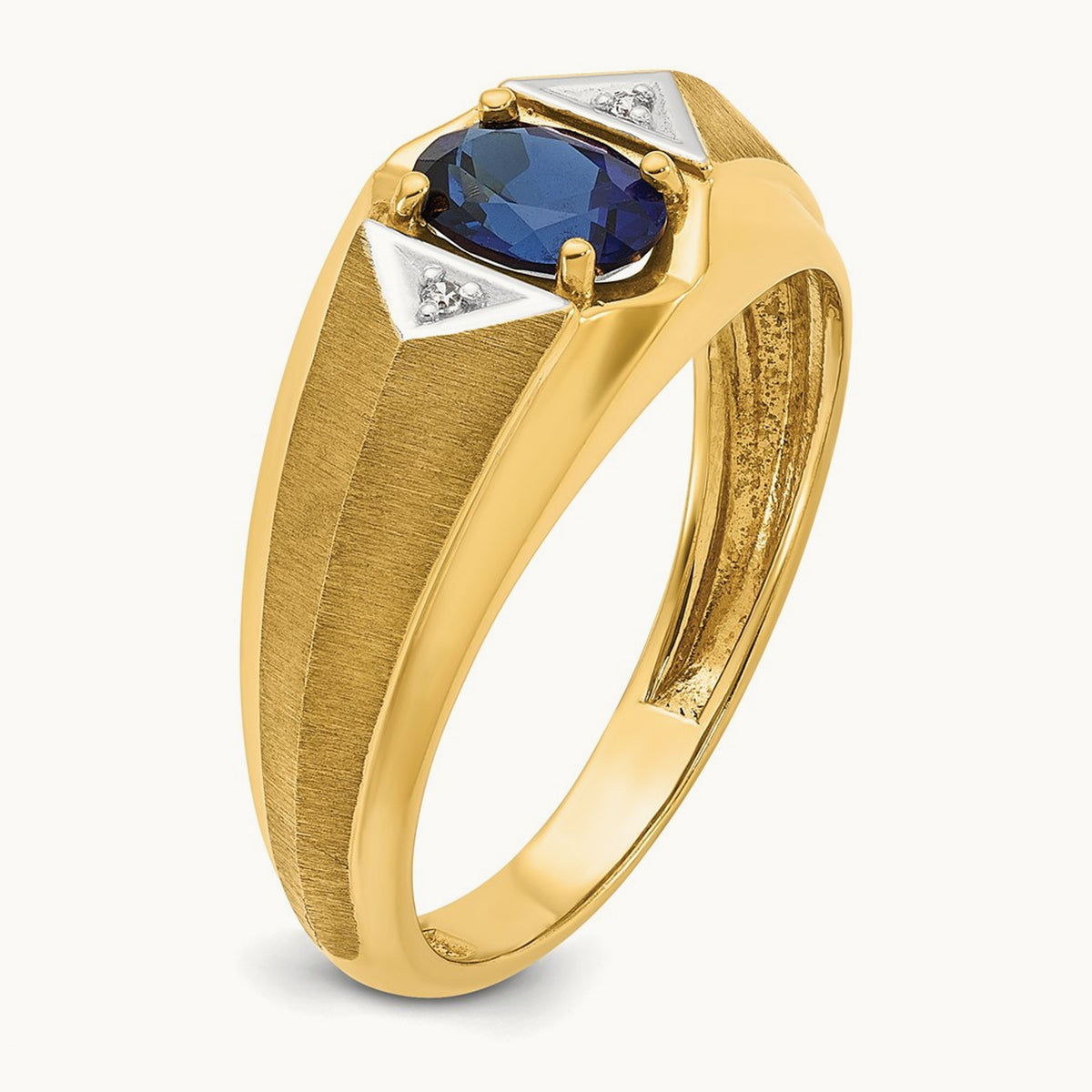 IBGoodman Men's Cr.Sapphire and Diamond Satin Complete Ring, 14K