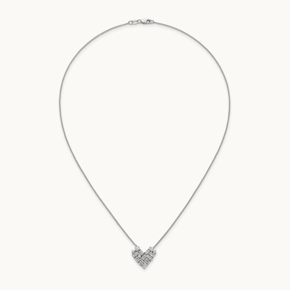 Cluster Heart Necklace, 1.25 ct tw Lab-Grown Diamond — 14K White Gold