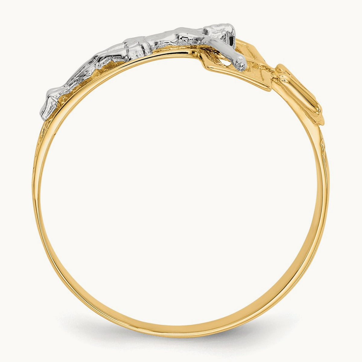 Crucifix Men's Ring, 14K Two-tone