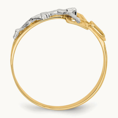 Crucifix Men's Ring, 14K Two-tone
