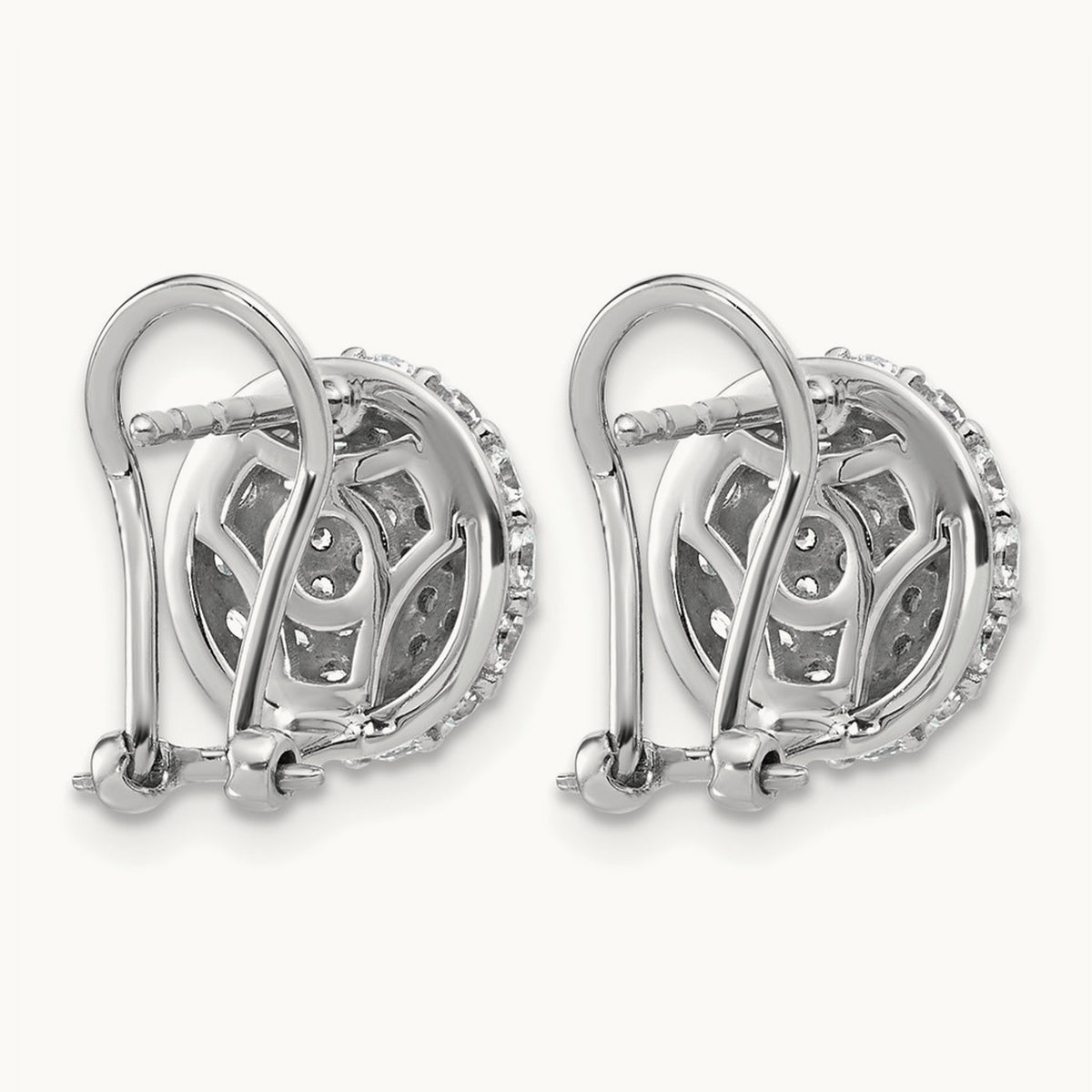 Pave Ball Leverback Post Earrings, 1.50-4.00 ct tw Lab-Grown Diamond — 1 5/8 ct, 14K White Gold