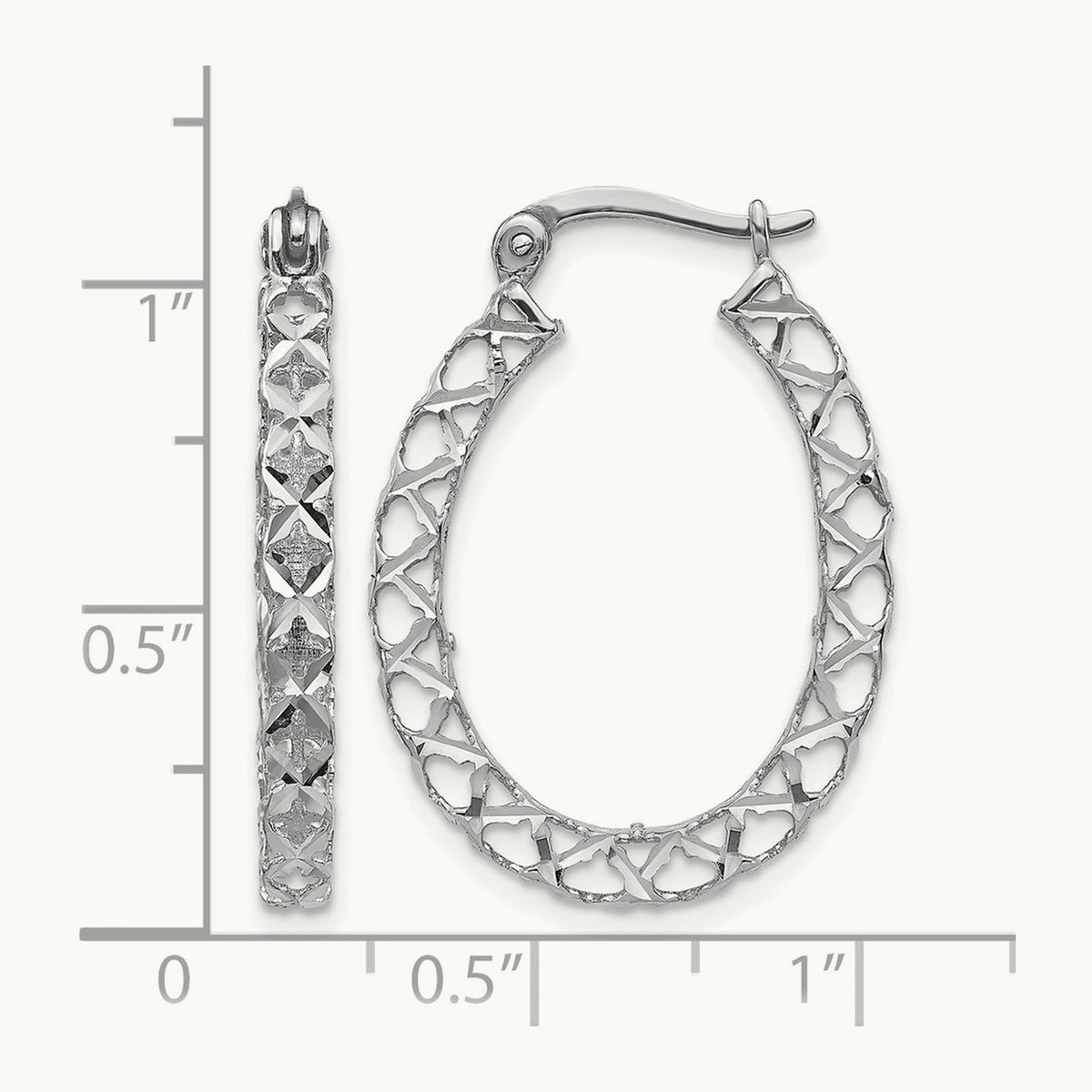 Polished D/C Hollow Hoop Earrings, 14K White Gold — Leslie's