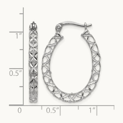 Polished D/C Hollow Hoop Earrings, 14K White Gold — Leslie's