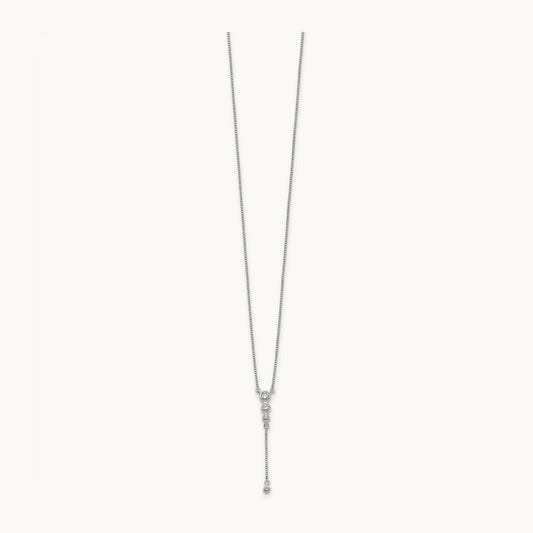Diamond 3-stone w/dangle 18 inch Drop Necklace, 14K White Gold