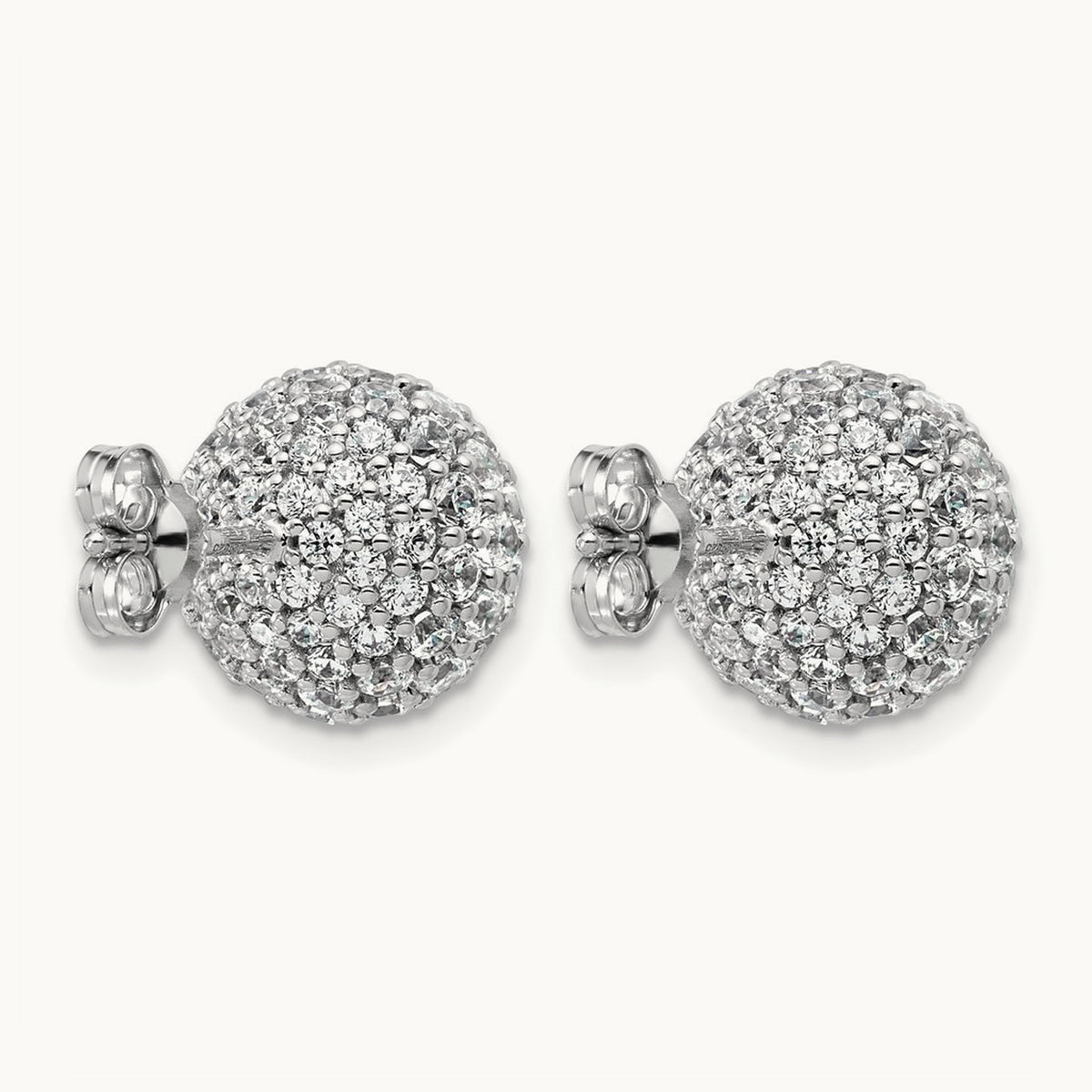 Pave Ball Stud Post Earrings, 2.75-4.25 ct tw Lab-Grown Diamond — 4 1/5 ct, 14K White Gold