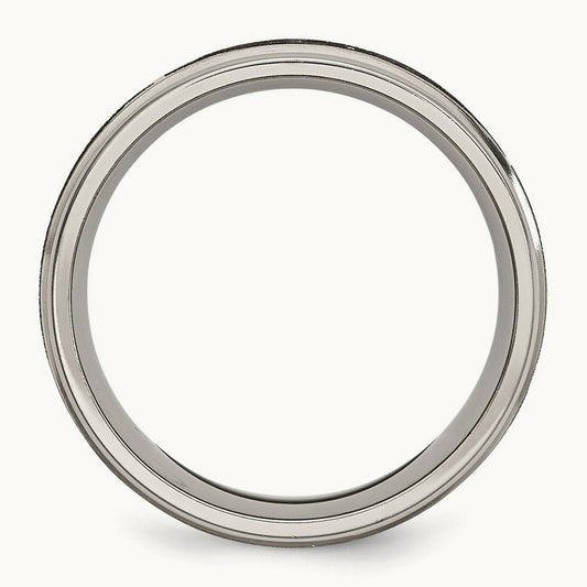 Brushed & Polished Cross Laser Design Ridged Edge Band — photo set