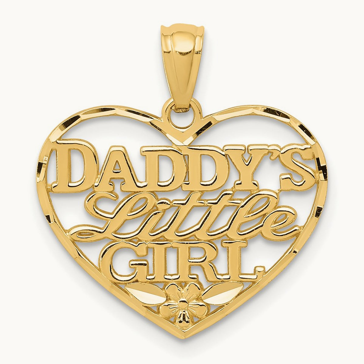 Diamond-cut DADDYS LITTLE GIRL Heart Pendant, 14K