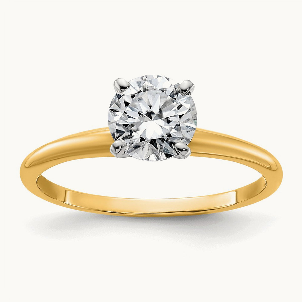Round Solitaire Engagement Ring, 3.00 ct tw Lab-Grown Diamond — 14K Two-Tone