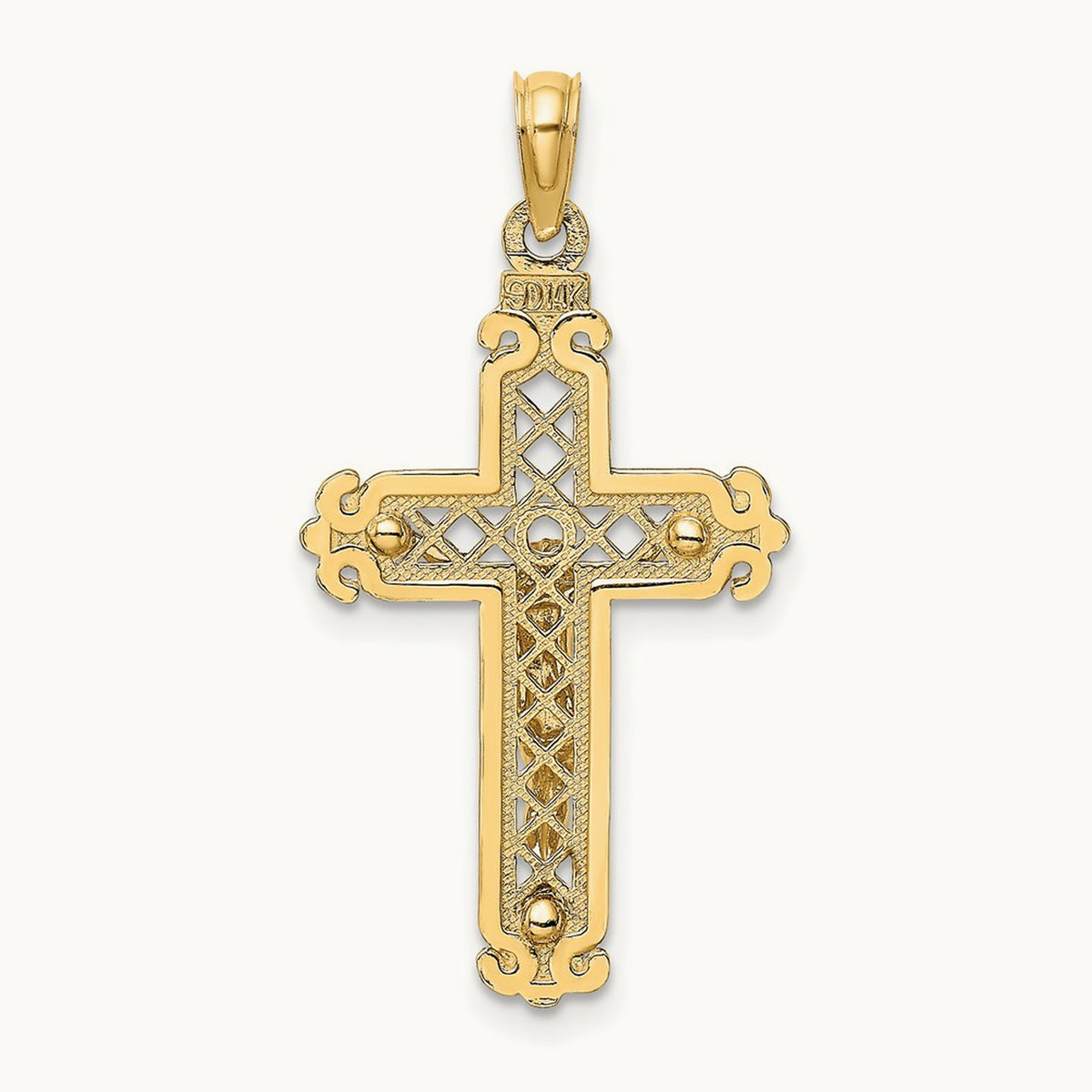 Fancy Crucifix Charm — 14K Yellow Gold