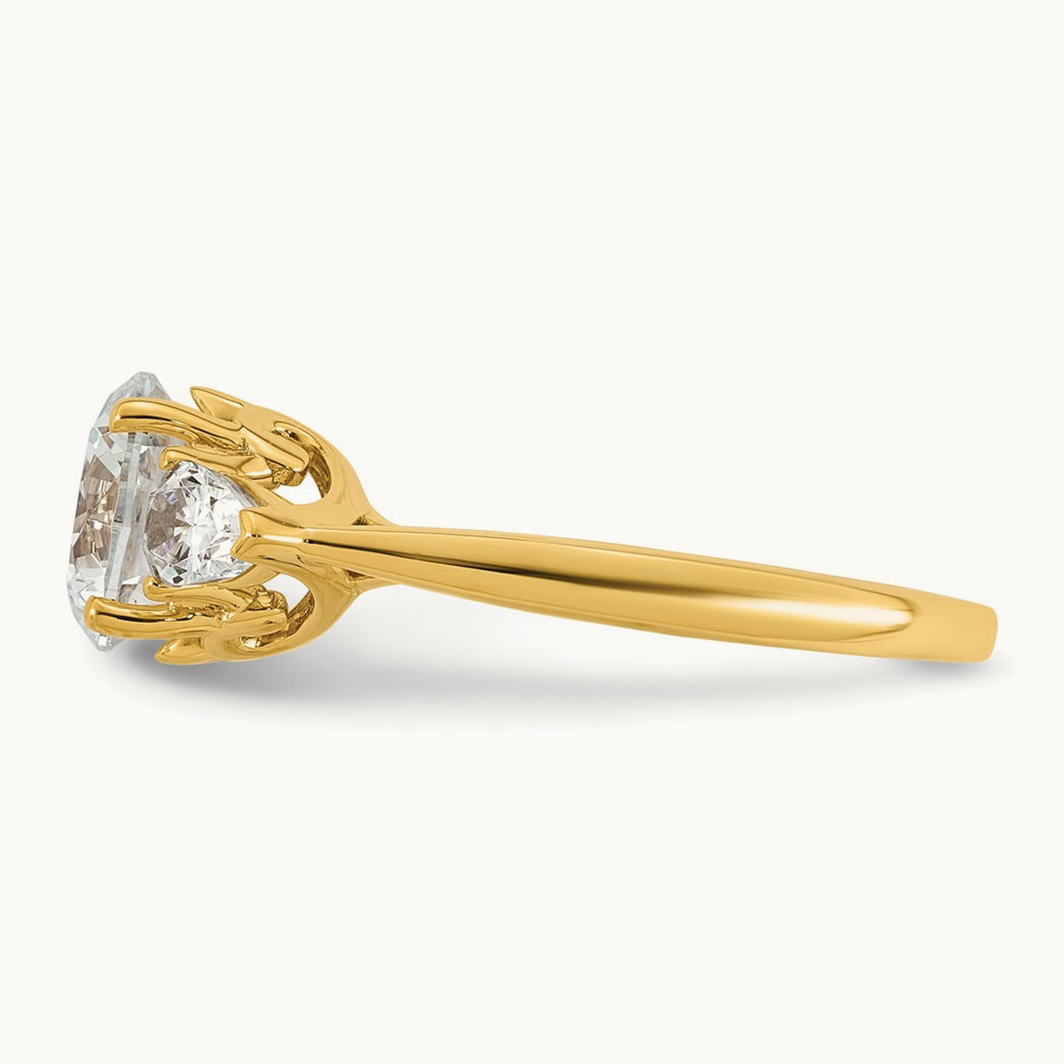 Round with Pear 3 Stone Engagement Ring, 1.25-3.50 ct tw Lab-Grown Diamond — 2 1/2 ct, 14K Yellow Gold