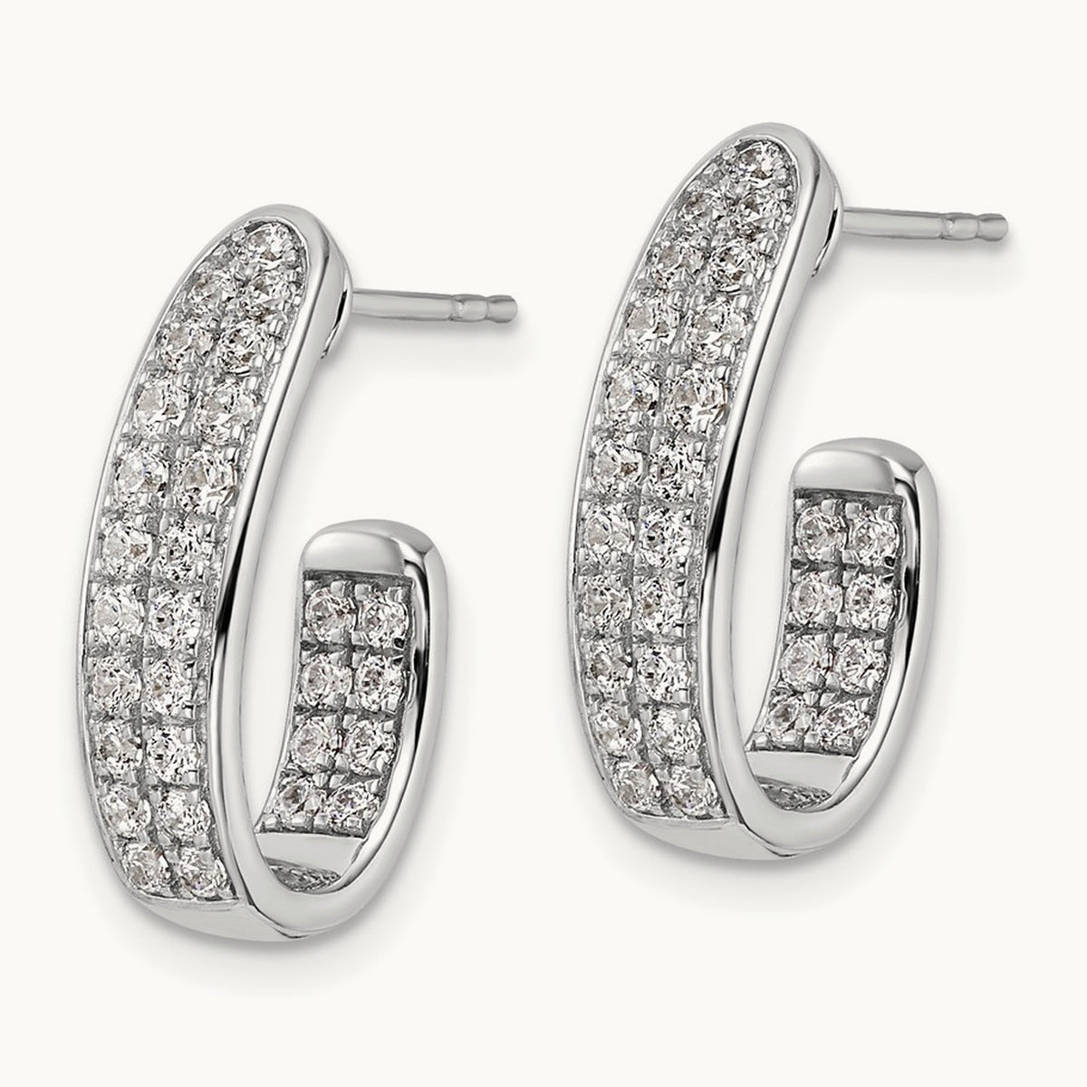 In/Out J-Hoop Hoop Earrings, 1.00 ct tw Lab-Grown Diamond
