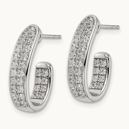 In/Out J-Hoop Hoop Earrings, 1.00 ct tw Lab-Grown Diamond
