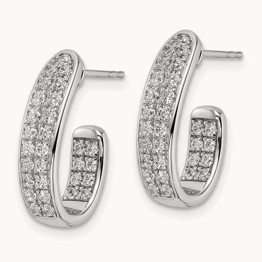 In/Out J-Hoop Hoop Earrings, 1.00 ct tw Lab-Grown Diamond