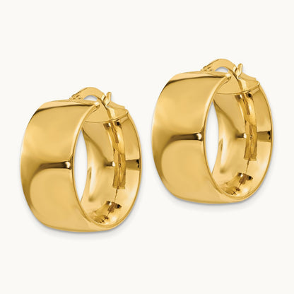 Polished Round Hoop Earrings, 9.75mm, 14K