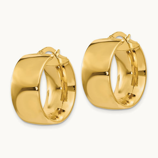 Polished Round Hoop Earrings, 9.75mm, 14K
