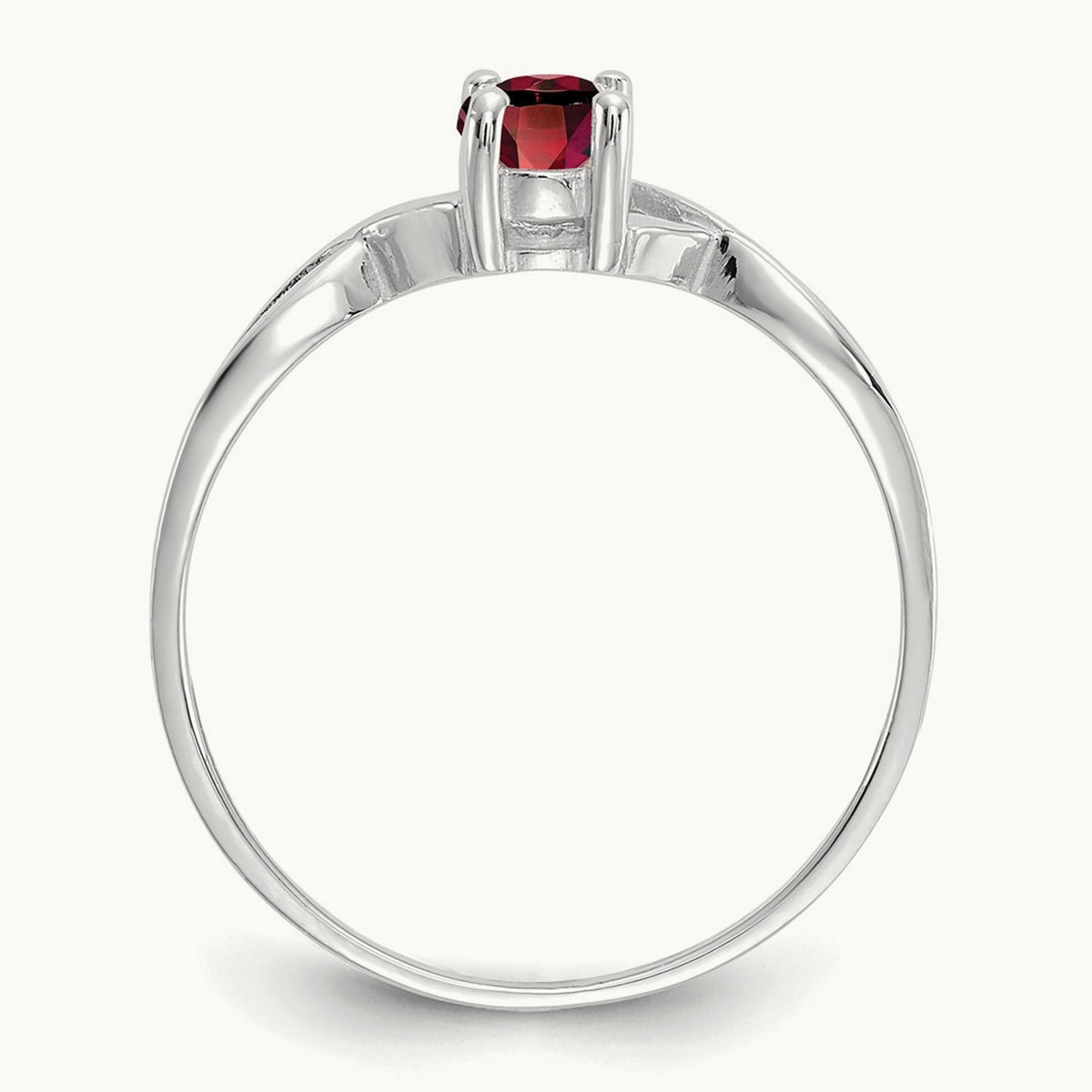 Garnet Birthstone Ring, 14K White Gold