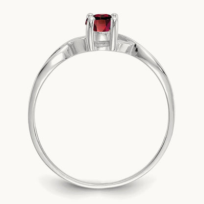 Garnet Birthstone Ring, 14K White Gold