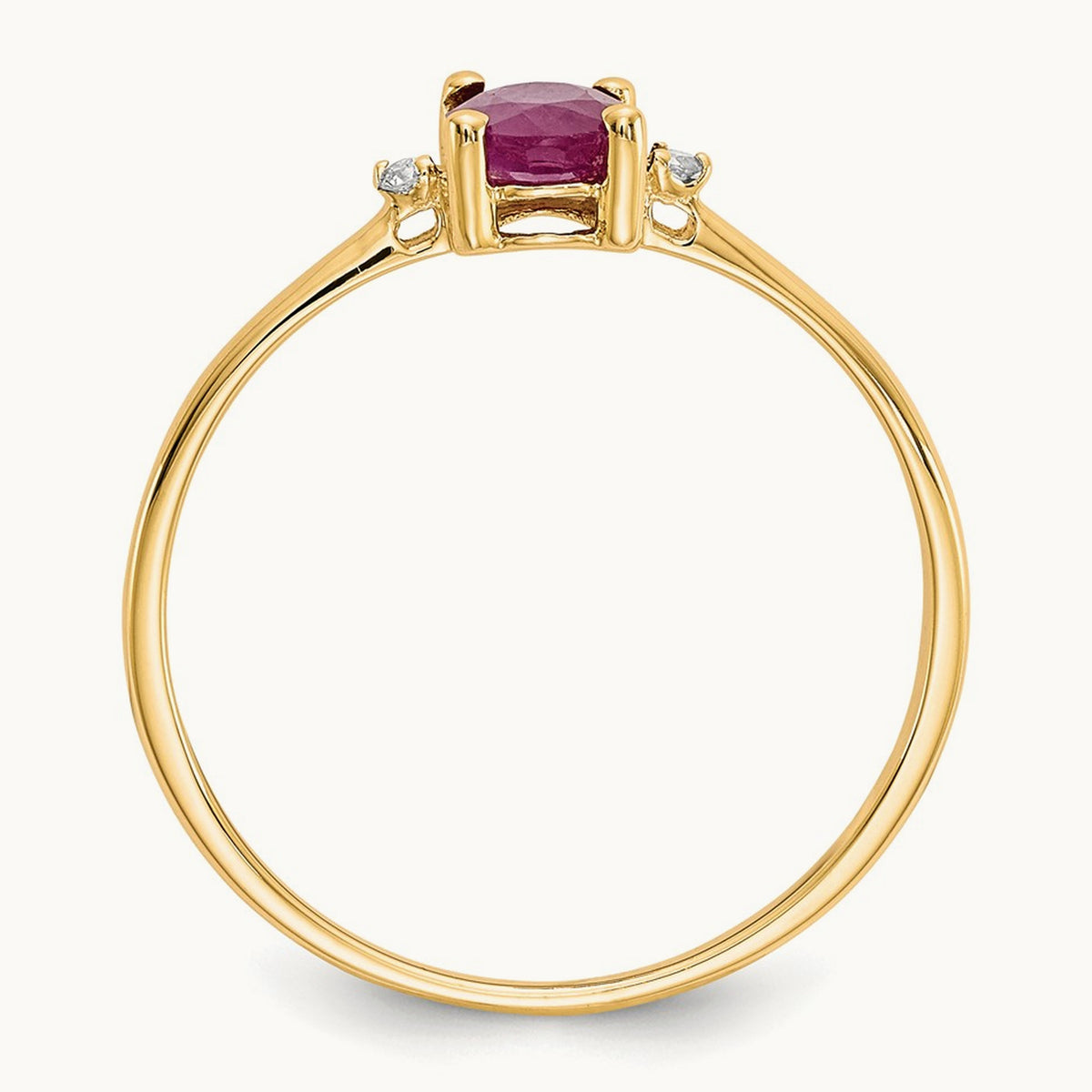 Diamond & Ruby Birthstone Ring — 14K Yellow Gold, 6