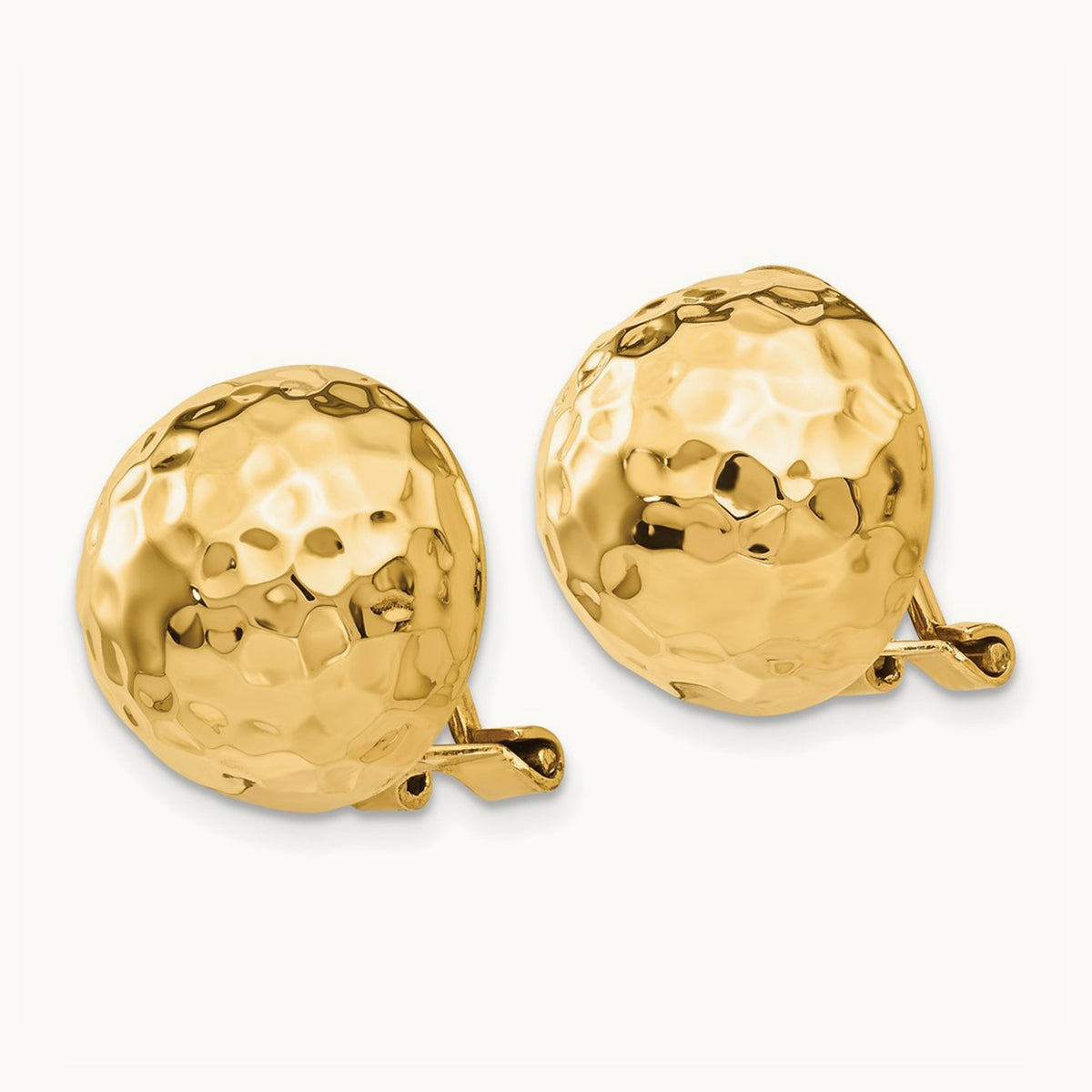 Omega Clip Hammered Non-pierced Earrings — 14mm