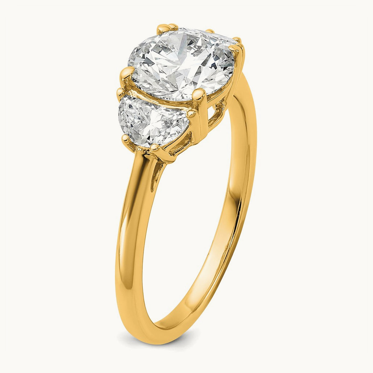 Round 3 Stone Engagement Ring, 1.25-4.00 ct tw Lab-Grown Diamond — 2 ct, 14K Yellow Gold