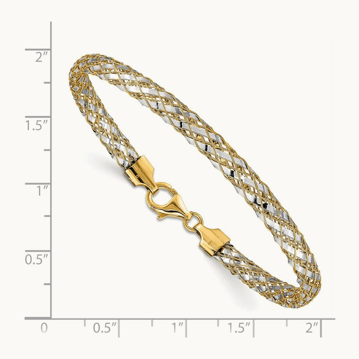 Woven Mesh Bracelet, 14K with Rhodium