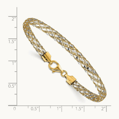Woven Mesh Bracelet, 14K with Rhodium