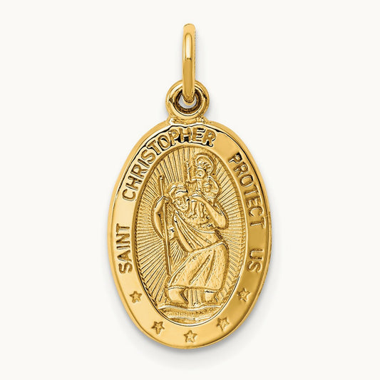 Saint Christopher Medal Charm, 14K