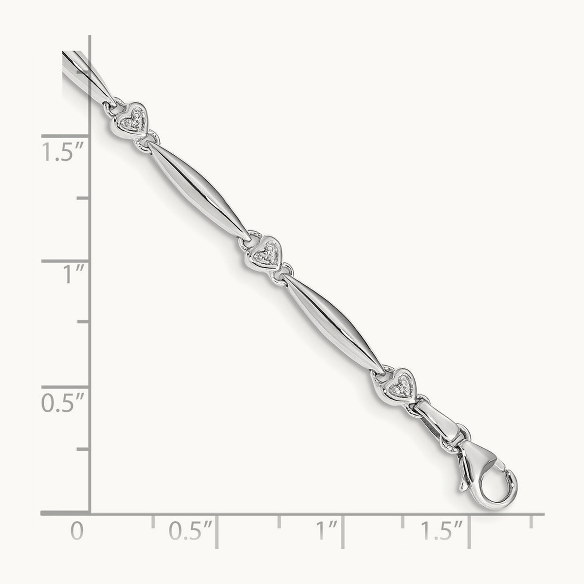 Diamond Heart Bracelet, 14K White Gold