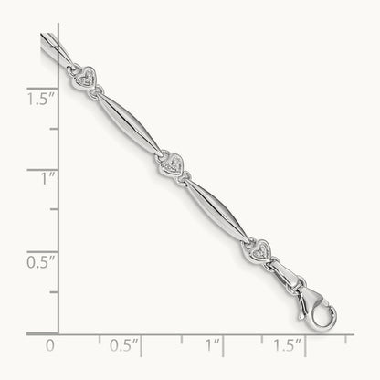 Diamond Heart Bracelet, 14K White Gold