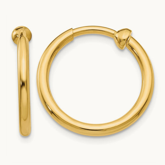 Non-Pierced Hoop Earrings, 14K