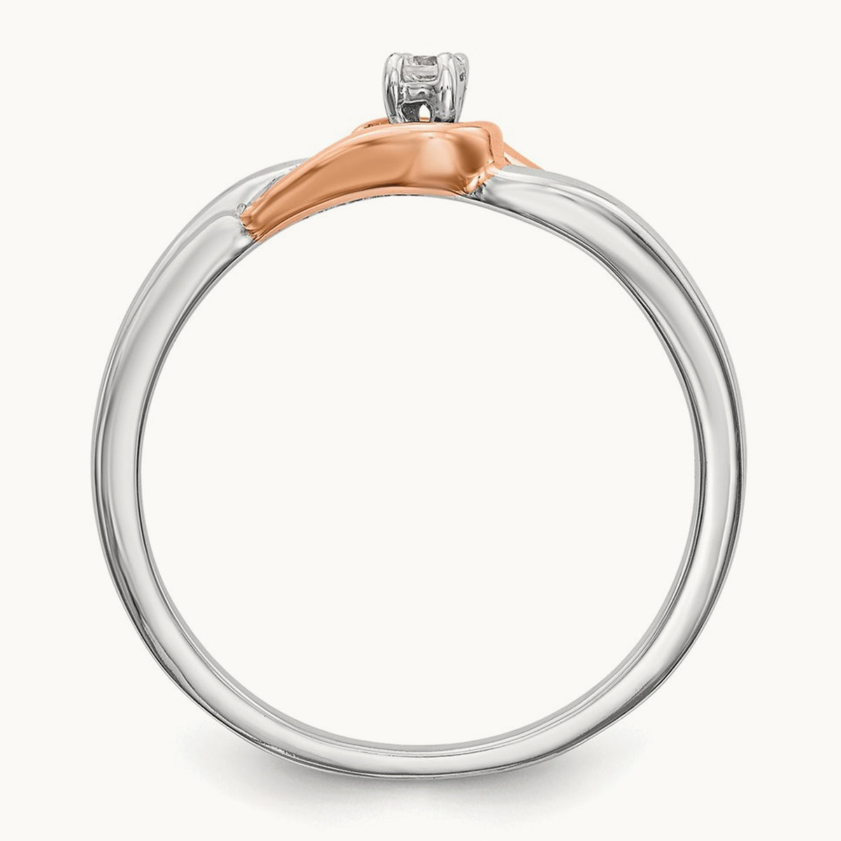 First Promise Comp. Diamond Promise/Eng Ring, 14K White Gold with Rose Gold