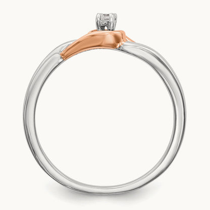First Promise Comp. Diamond Promise/Eng Ring, 14K White Gold with Rose Gold